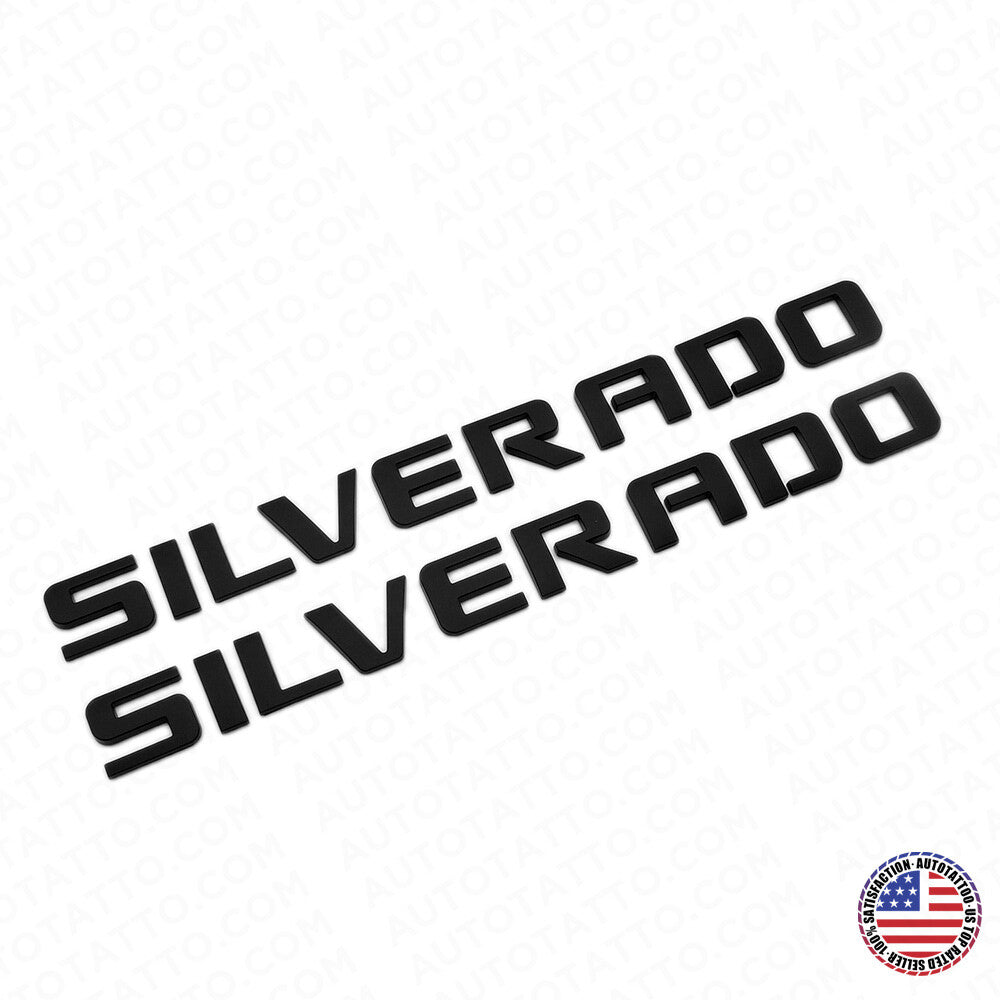 2x Chevy Silverado Fender Tailgate Logo Nameplates Letter 3D Emblem Z71 Black