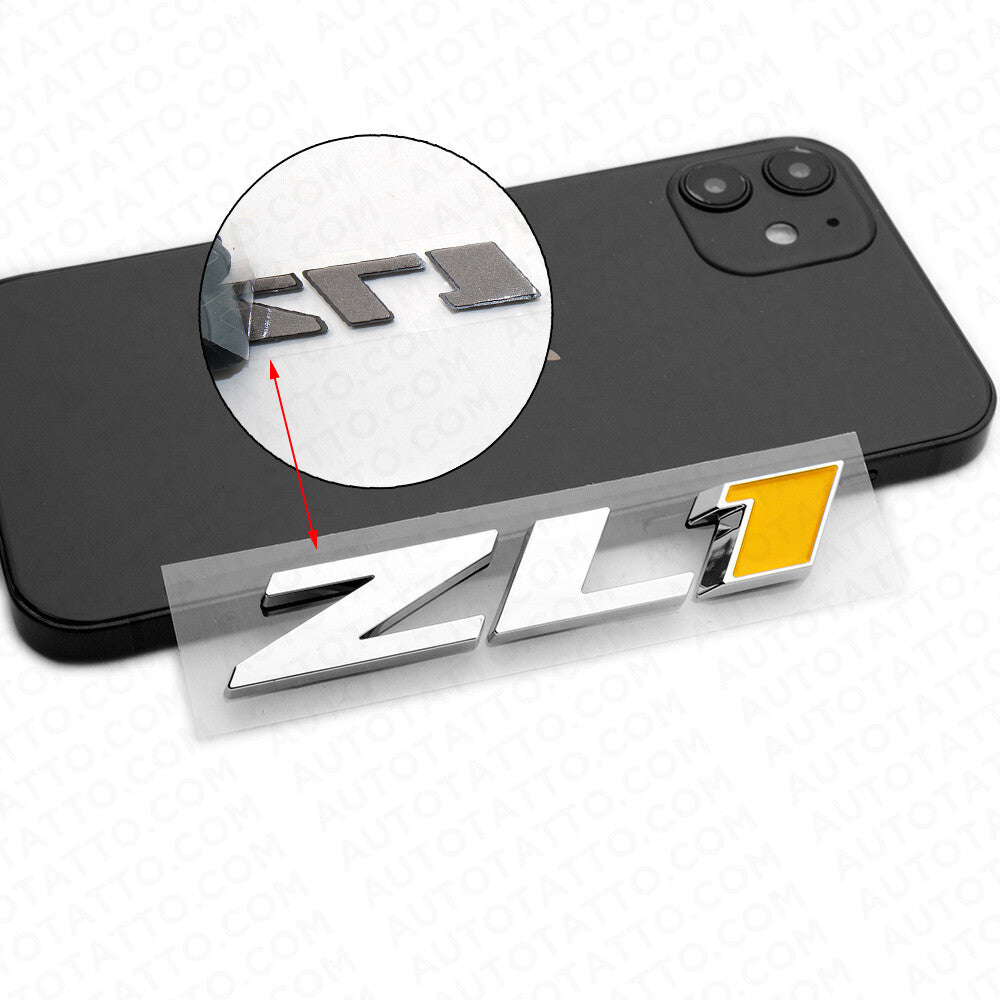 3pcs Camaro Hood & Rear Bumper ZL1 Nameplate Logo Emblem Decorate Chrome Yellow
