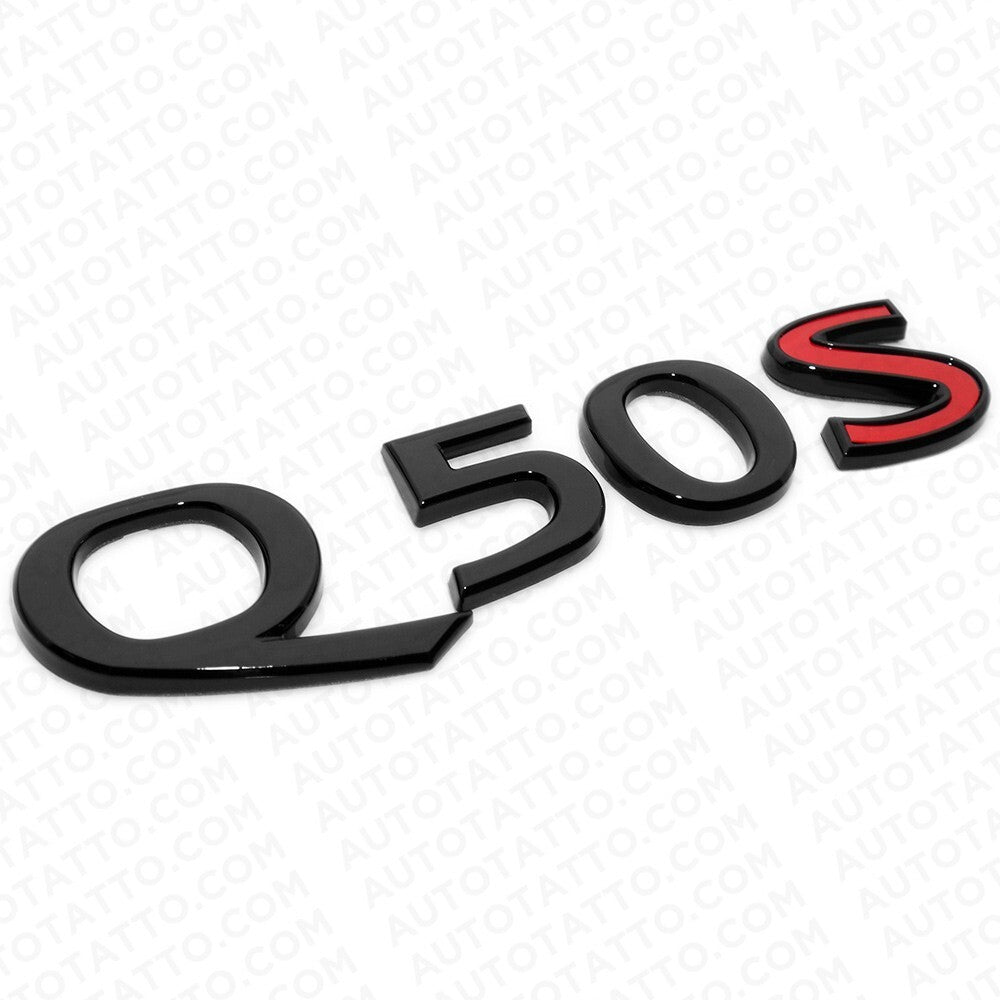 For Infiniti Q50S Rear Trunk Letter Badge Emblem Nameplate Sport Gloss Black