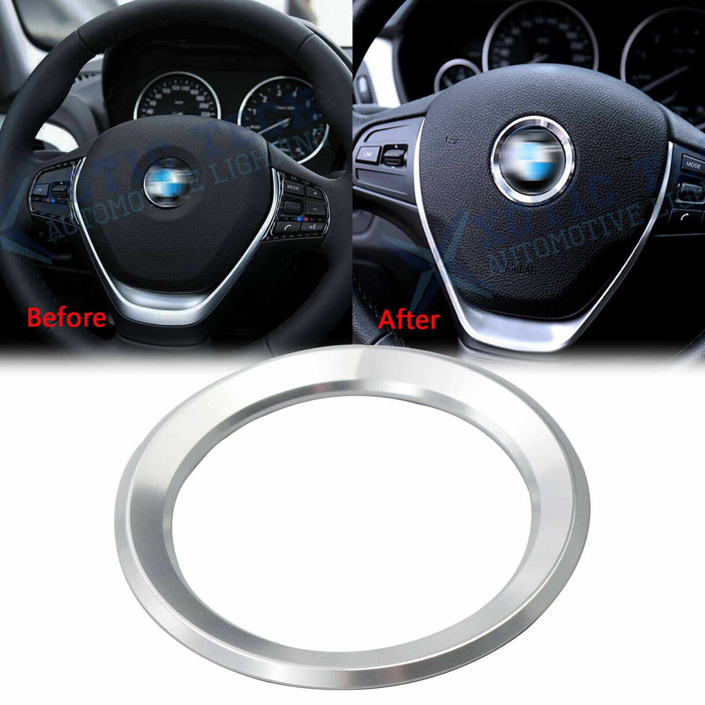 Silver Steering Wheel Logo Emblem Ring Cover BMW 1 3 4 5 7 Series X1 X3 X5 X6