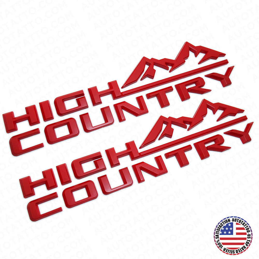 2x 19-21 Red Chevy Tahoe Silverado High Country Fender Letter Logo Emblem Badge