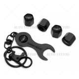 4pcs Hex Chrysler Tire Wheels Air Stem Dust Valve Cap Cover Keychain Ring Keychain