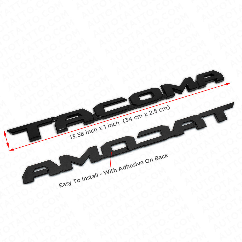 2x 15-21 Gloss Black Tacoma Letter Front Side Door Nameplate Emblem Badge Logo