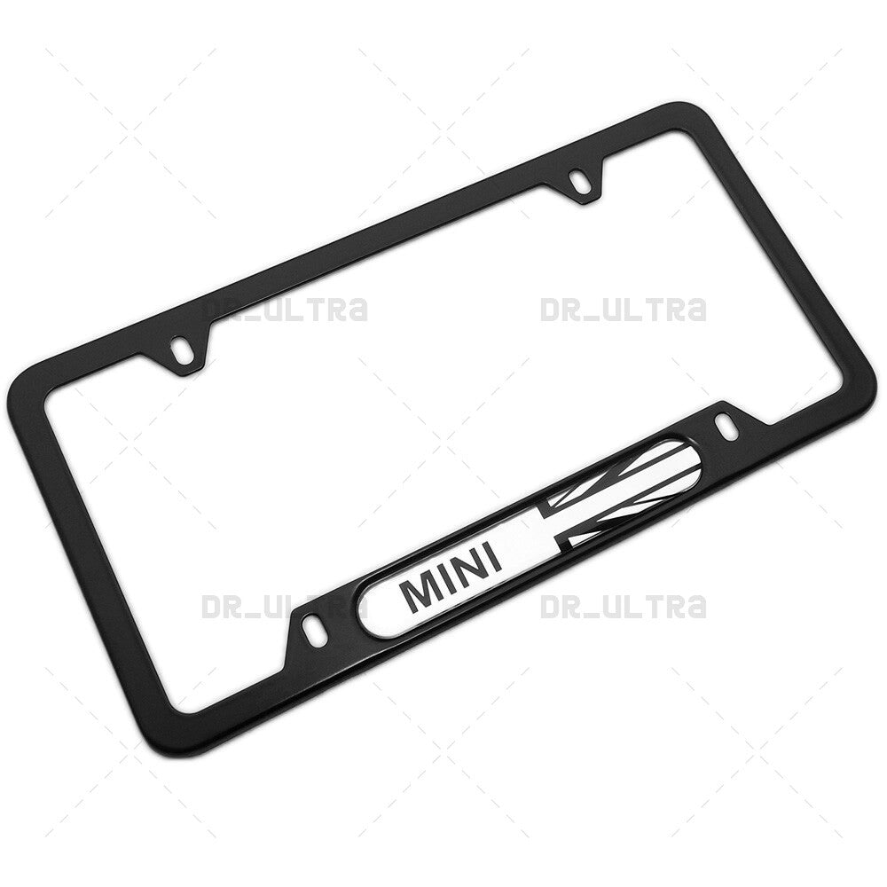 Mini Cooper Front Rear Car License Plate Frame Cover Stainless Steel Sport Black