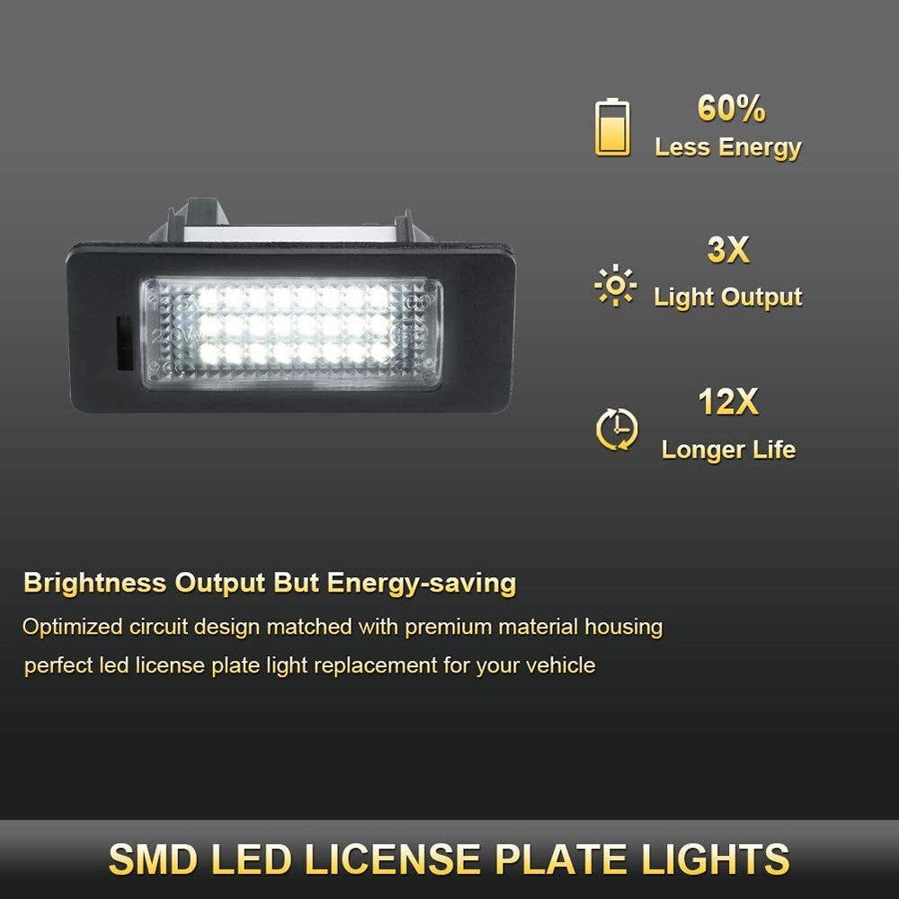 2x No Error LED License Plate Light Assembly For BMW 1 3 5 Series X1 X3 X5 X6 M3