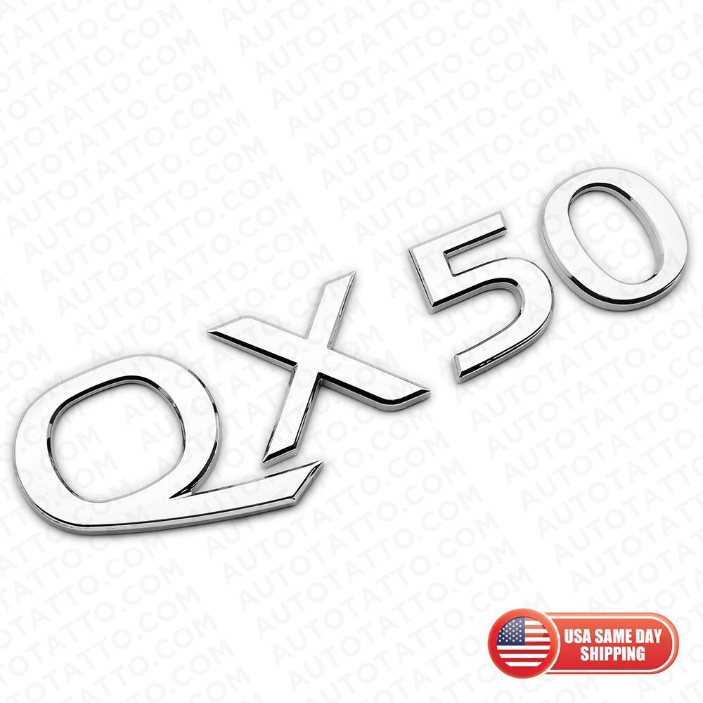 For Infiniti QX50 Rear Liftgate Logo Letter Badge Emblem Nameplate Silver Chrome