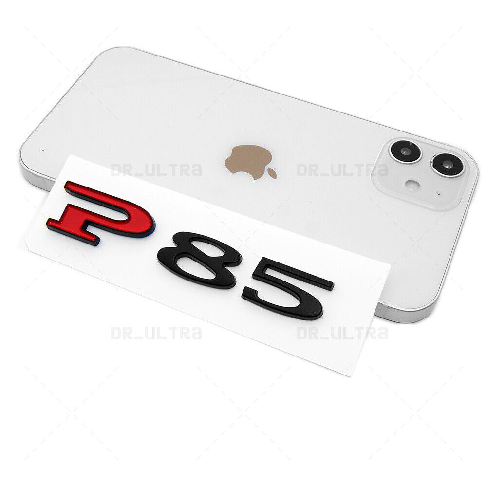 Tesla Rear Liftgate Lid Model P85 Nameplate Logo Badge Emblem Sport Black Red