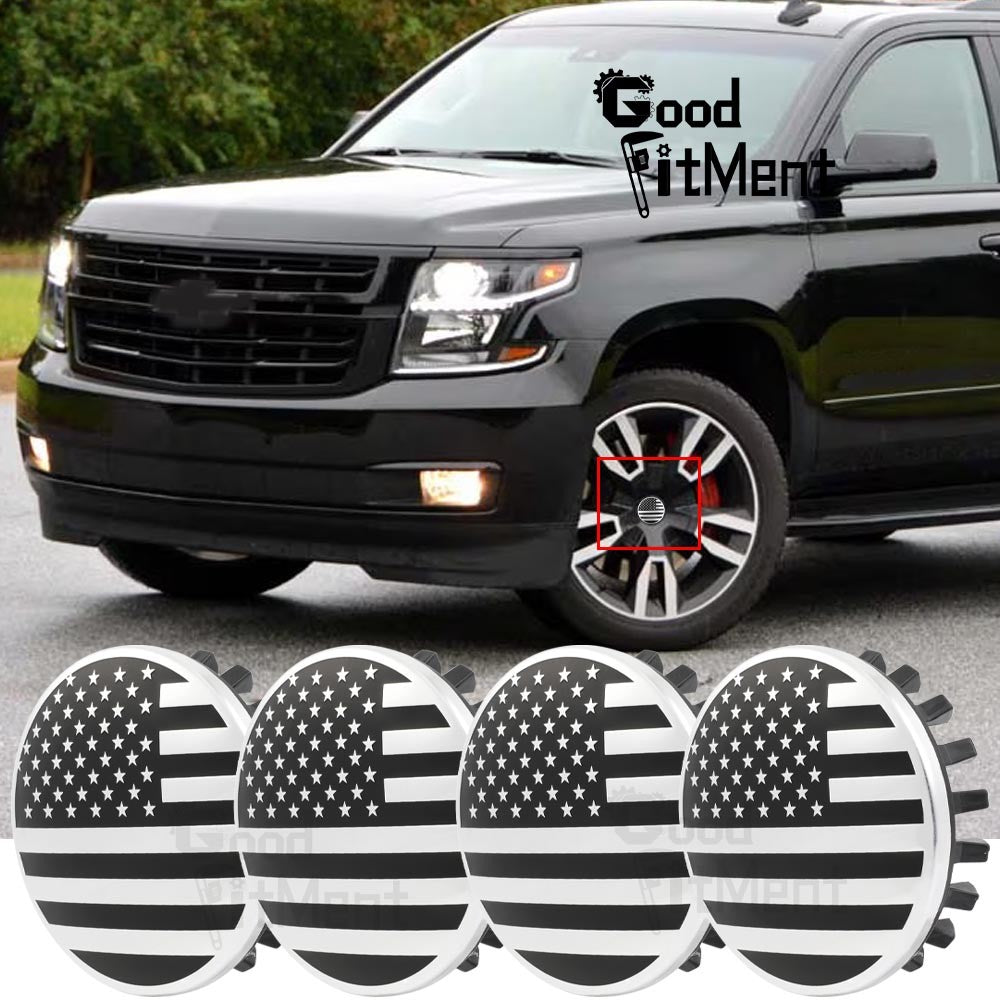 4x Wheel Center Hub Cap 83mm 3.25" USA Flag For Chevy Suburban 2016-19 22837060