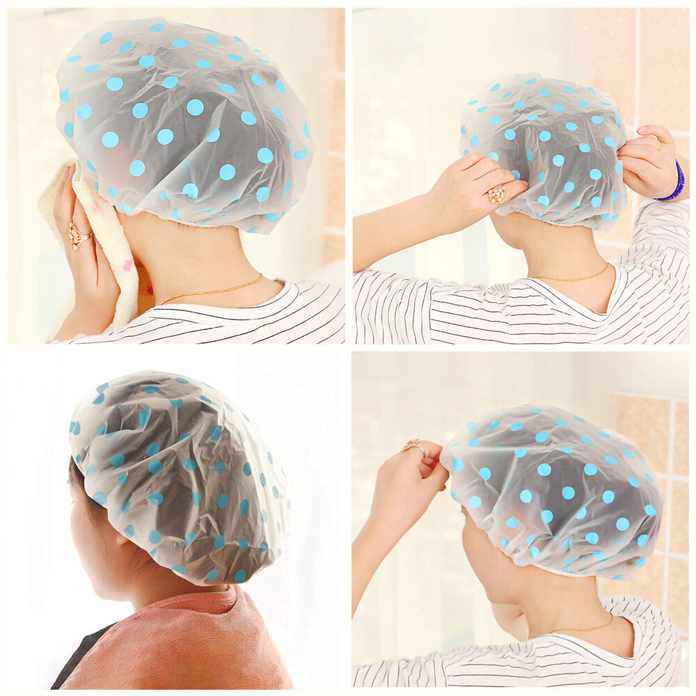5Packs Waterproof PEVA Elastic Reusable Shower Hair Cap Beauty Salon Spa Cooking