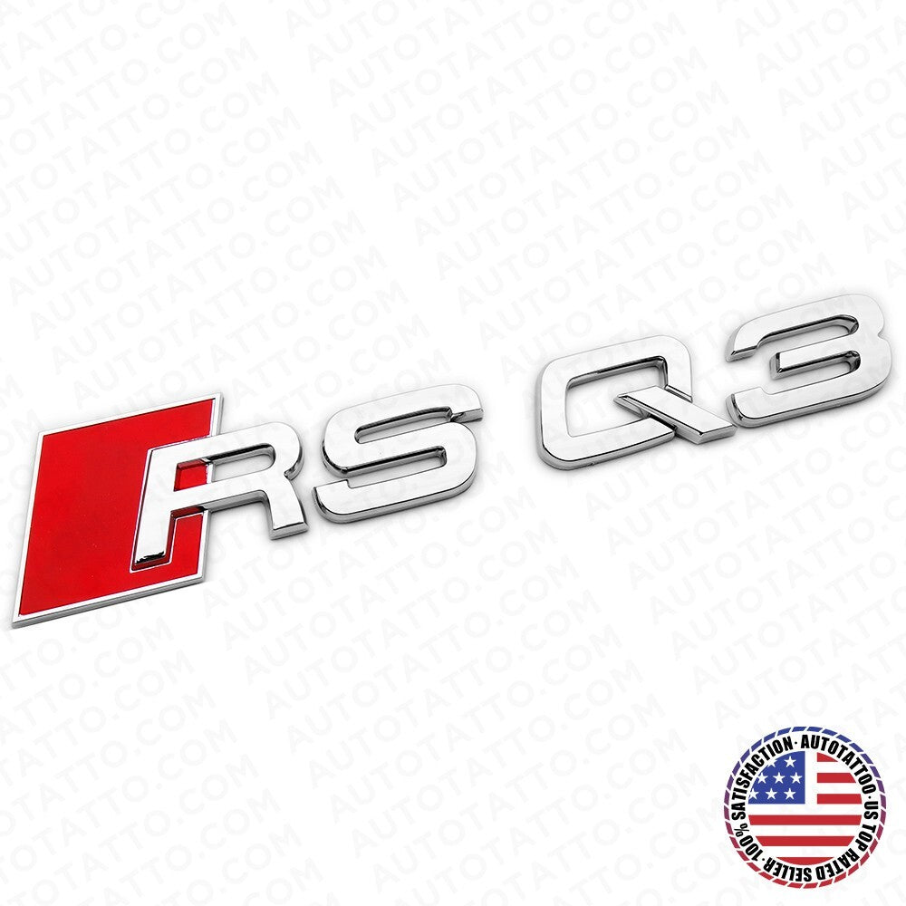 Audi RS Q3 Rear Letter Liftgate Nameplate Trunk Emblem Badge Sport Chrome Sline