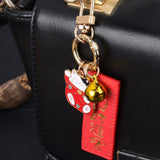 Cute Lucky Cat Keychain Keyring Blessing Word for Keys or Couple Bag Decoration
