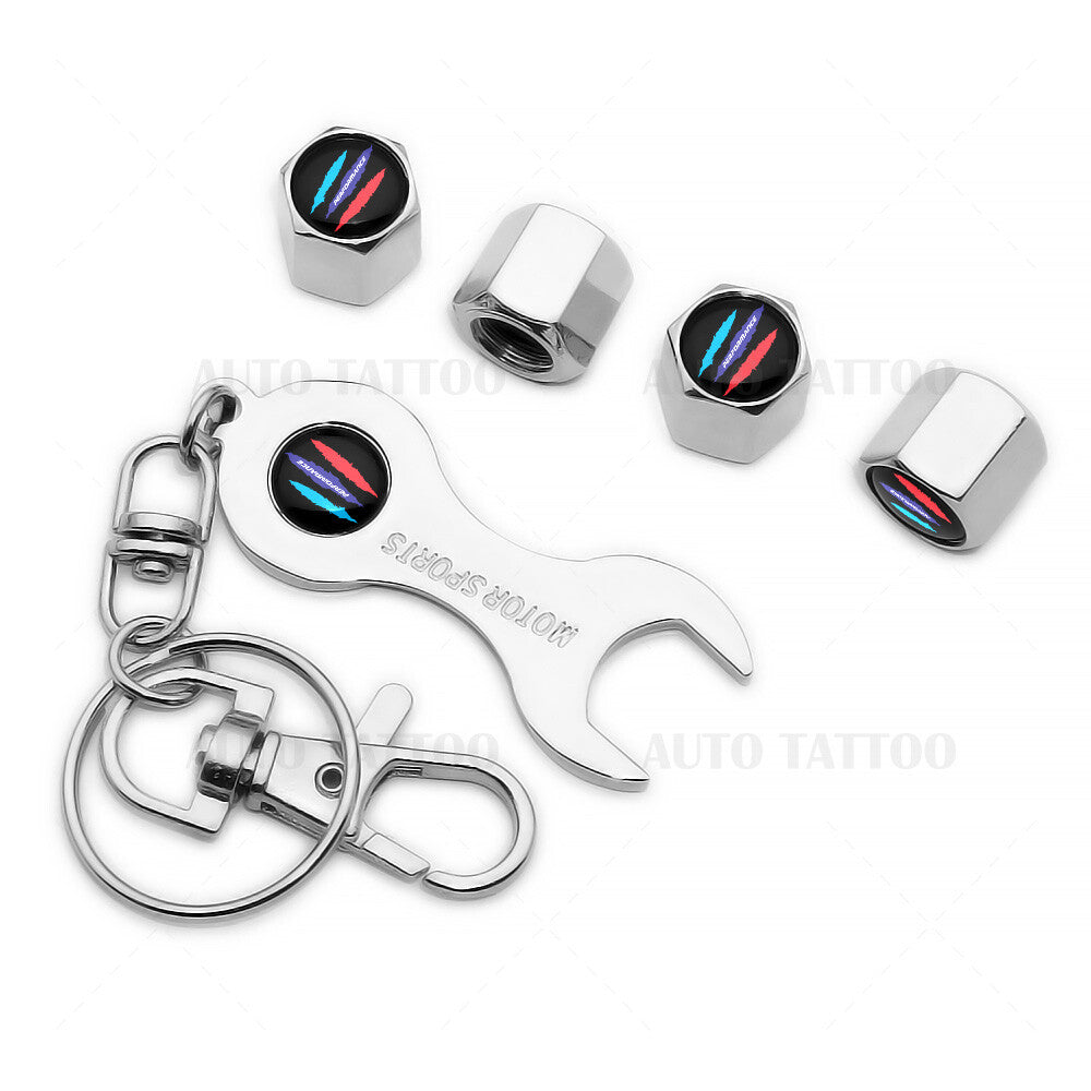 4x Hex Performance Claw Car Tire Wheels Air Stem Dust Valve Cap Cover + Keychain