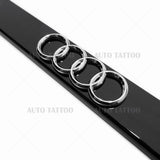 1x 3D Audi Ring Sport Black License Plate Frame Cover Decorate + Screw Caps