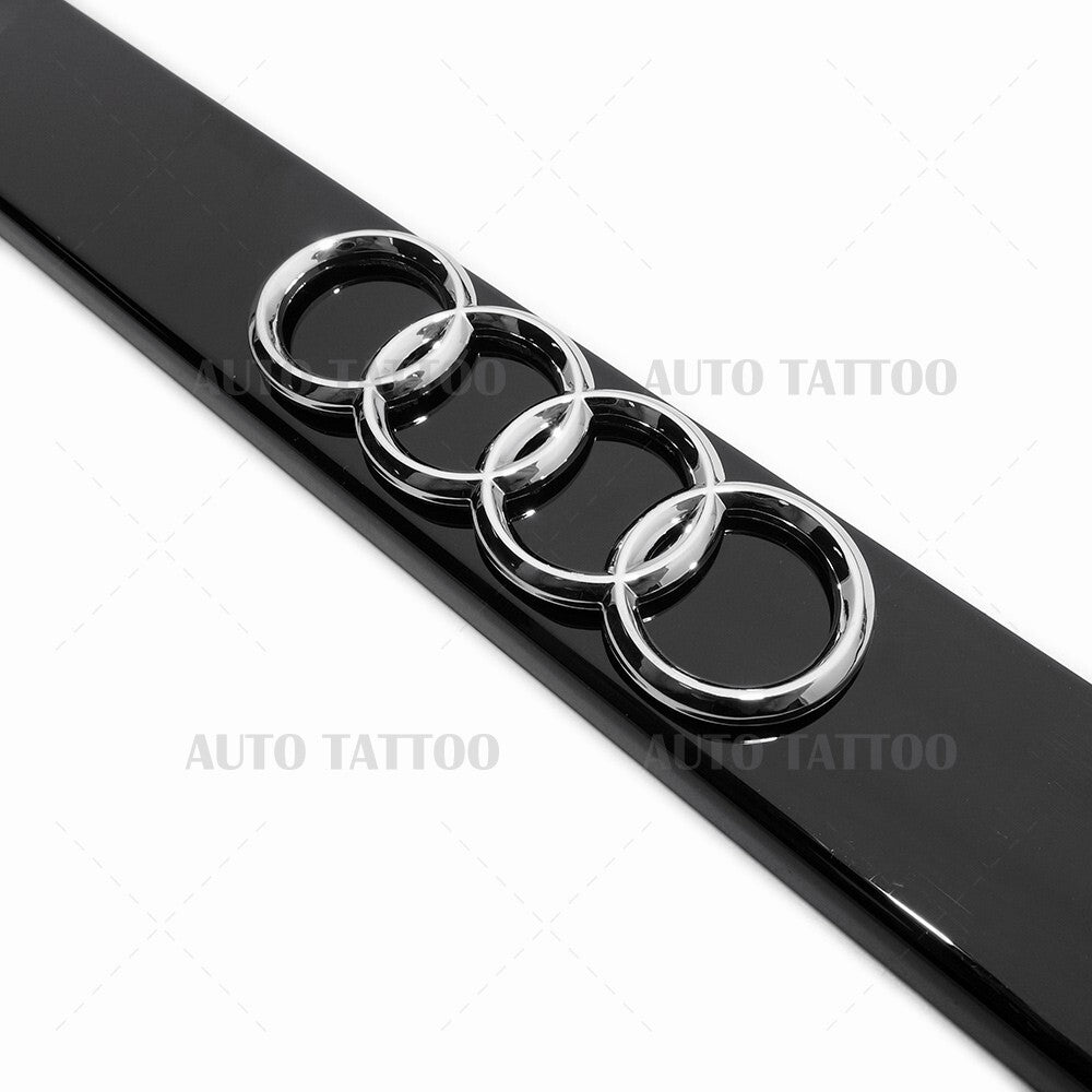 1x 3D Audi Ring Sport Black License Plate Frame Cover Decorate + Screw Caps