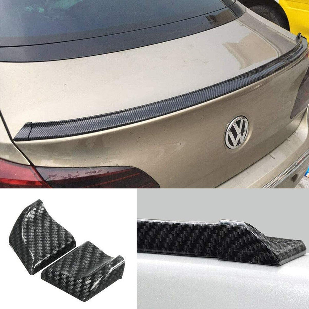 Universal 4.9ft Carbon Fiber PU Car Rear Roof Trunk Spoiler Wing Lip Sticker Kit