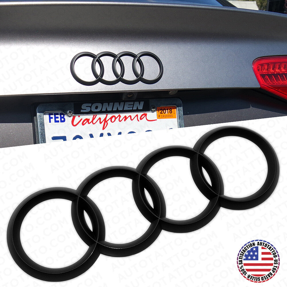 08-16 AUDI Matte Black Rear Trunk Lid Luggage Ring Sign Badge Logo Emblem Sport