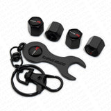 4x Hex Type R Car Tire Wheel Air Stem Dust Valve Caps Cover & Keychain Fit Honda