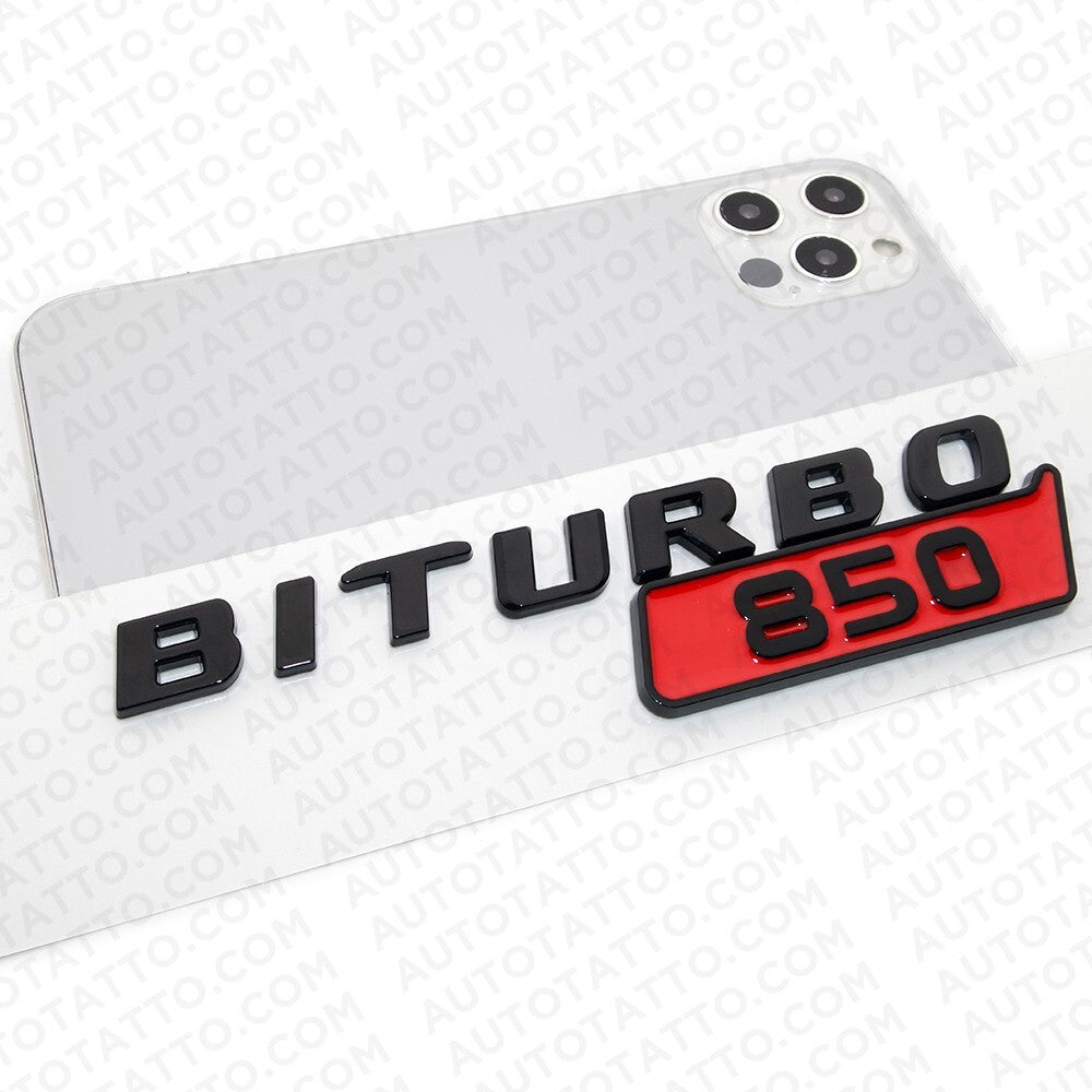 2x Mercedes BRABUS BITURBO 850 Fender Nameplate Badge Marker Emblem Gloss Black