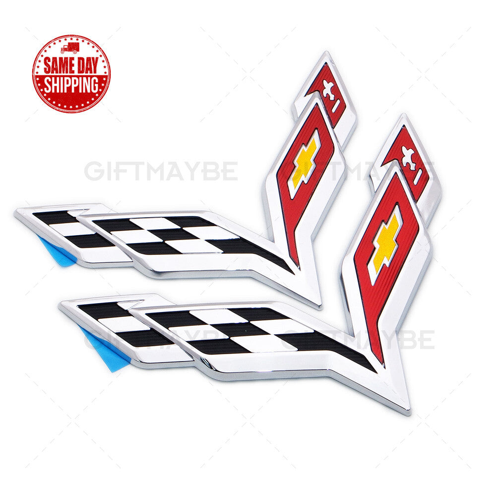 14-19 Corvette C7 OEM Chrome Front Rear Fender Set Letter Badge Emblem Sport