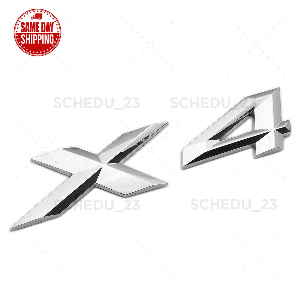Chrome X4 Letter Logo Emblem Badge Liftgate Nameplate Rear Trunk M Sport