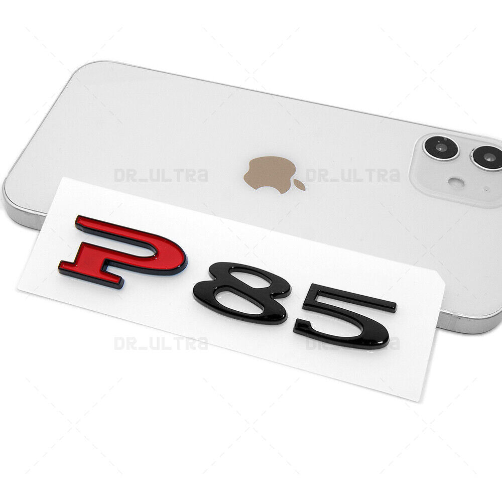 Tesla Rear Liftgate Lid Model P85 Nameplate Logo Badge Emblem Sport Black & Red