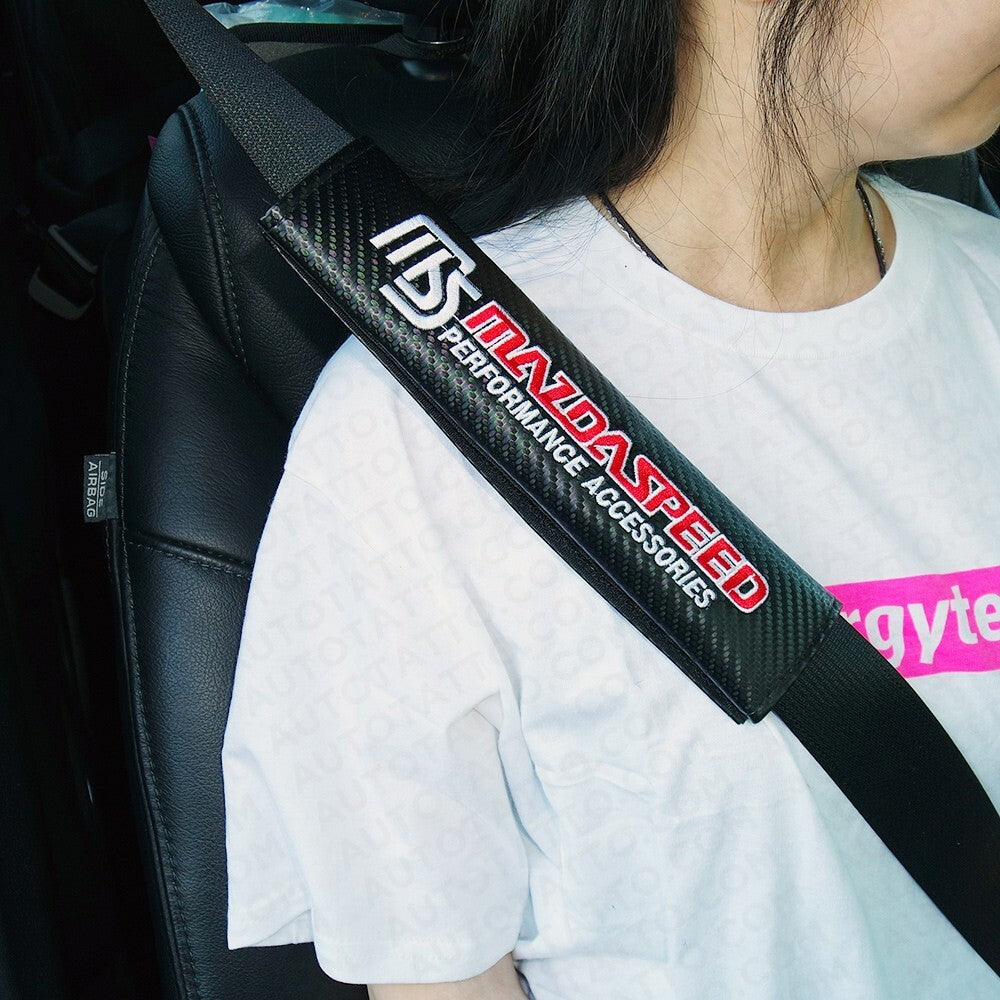 Mazda Speed Carbon Car Seat Belt Cover Safety Shoulder Strap Cushion Pad Harness