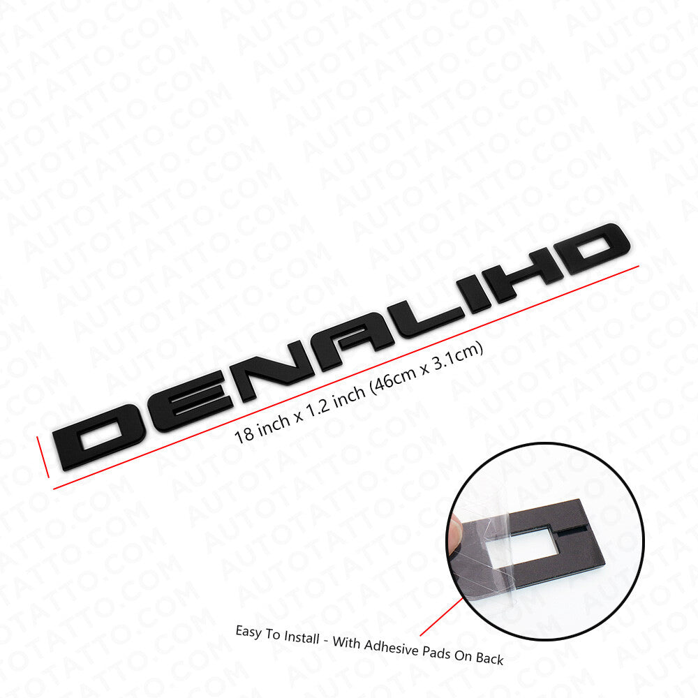 2x Denali HD Side Door Tailgate Letter Nameplate Emblem Badge GMC 3D Matte Black