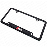 Black Stainless Steel Front Rear RS Sport Emblem License Plate Frame Cover Gift