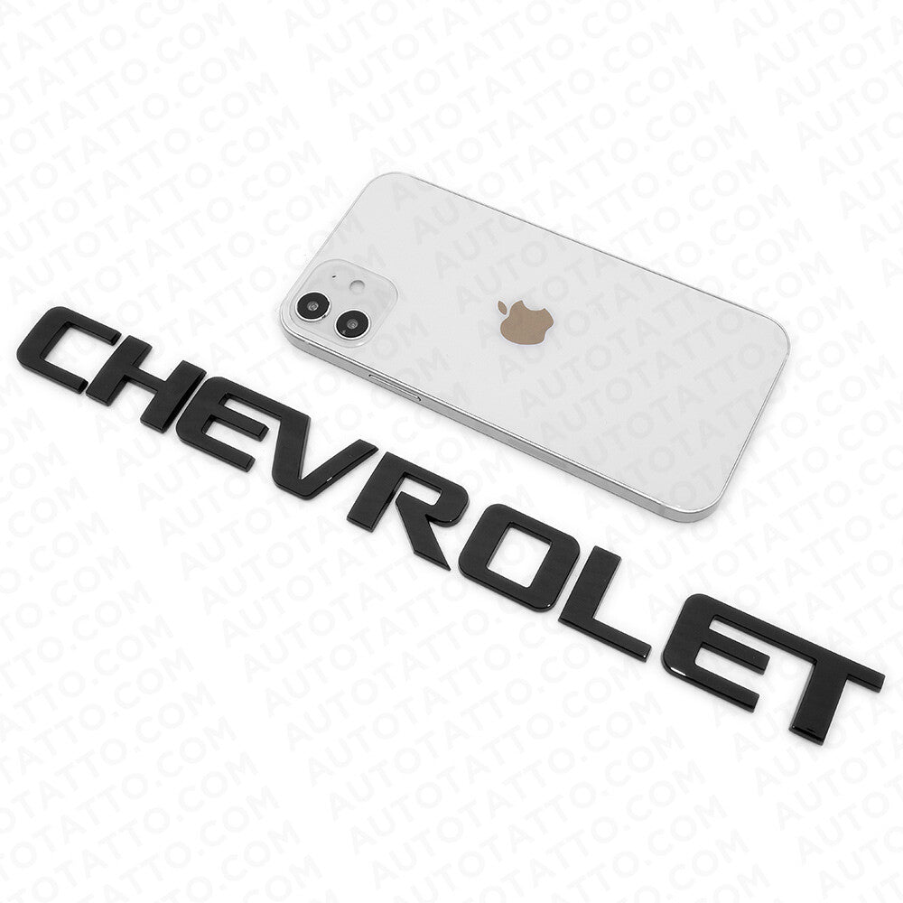 Chevy Chevrolet Truck Lifgate Letter Badge Logo Emblem Gloss Black Large Size