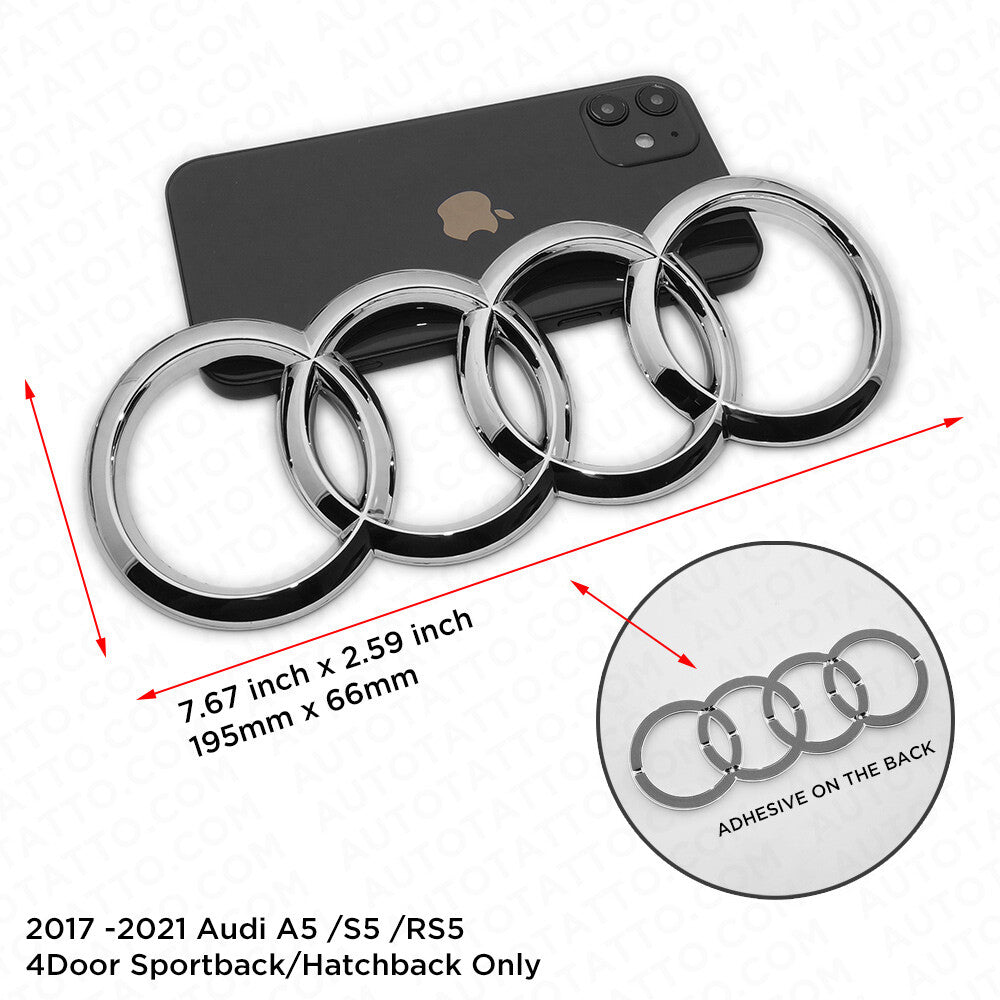 18-21 A5 S5 RS5 Sportback 4 Door OEM Chrome Trunk Sign Logo Rings Badge Emblem