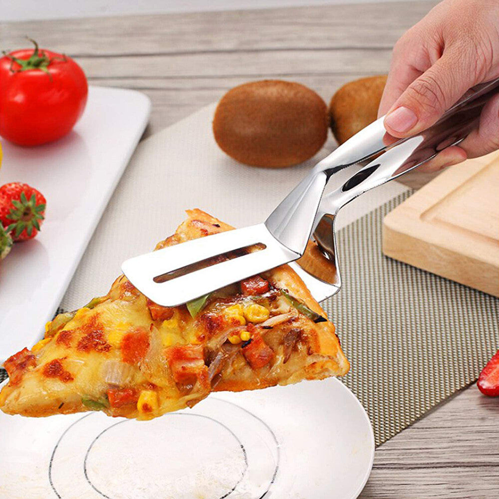 304 Stainles Steel Food Steak Flipping Spatula Tong Clip Kitchen Cooking Tool
