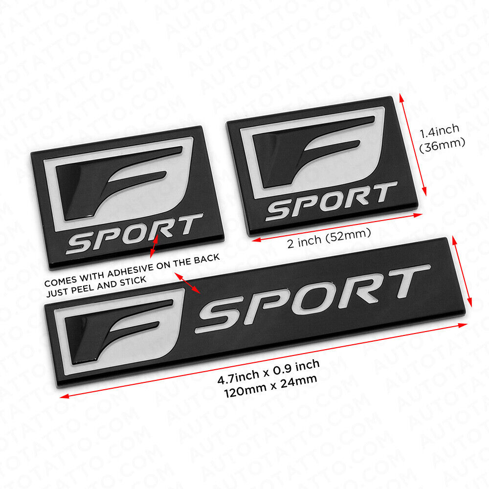 3x F-Sport Black Logo ABS Badge Side Fender Marker Trunk Lid Nameplate Emblem