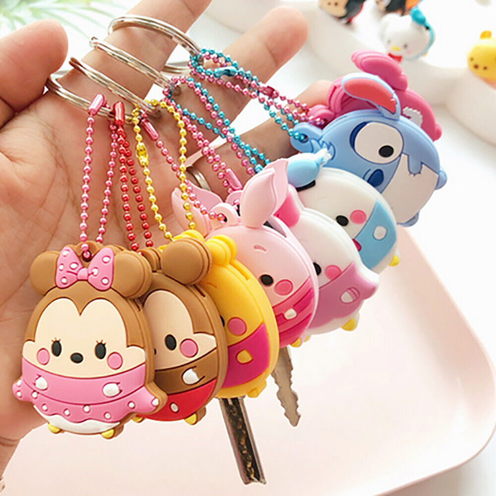 Universal 3D PVC Silicone Cute Cartoon Key Identifier Label Cap Cover Keychain