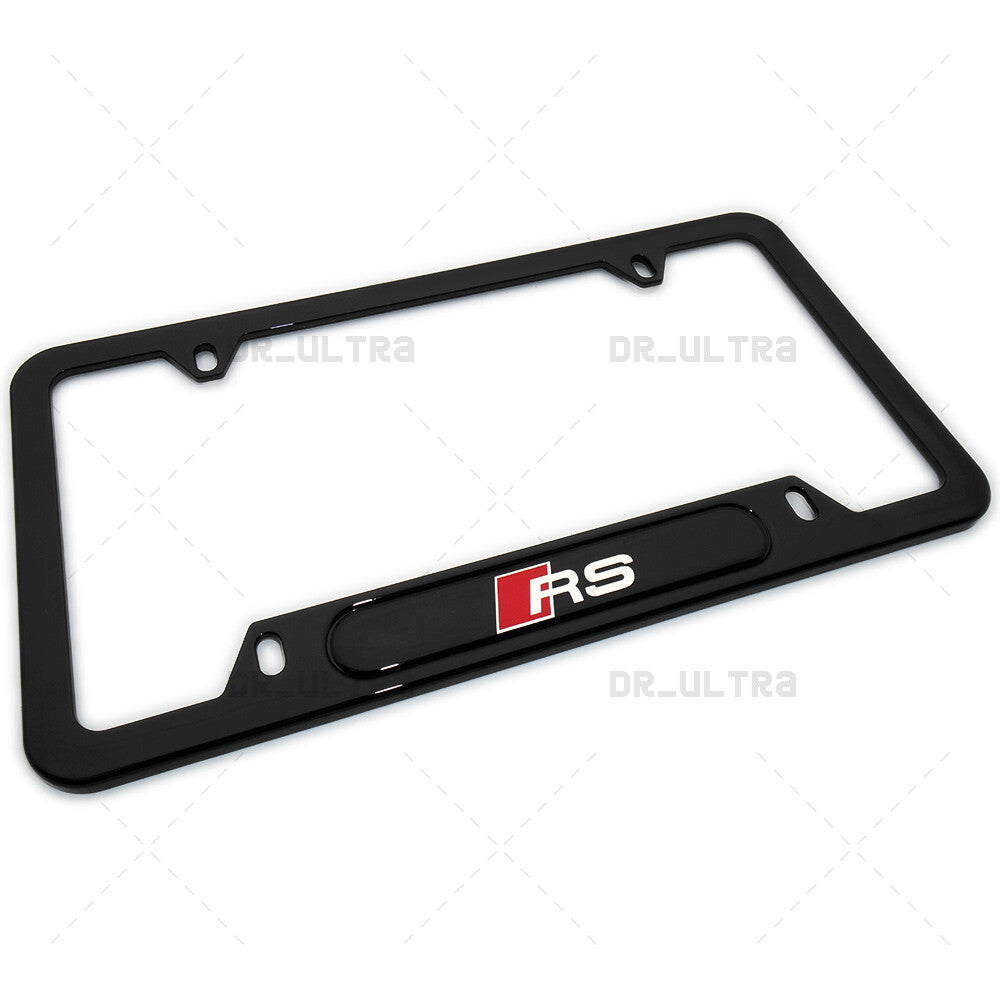 Gloss Black Front or Rear RS Sport Logo Emblem License Plate Frame Cover Gift