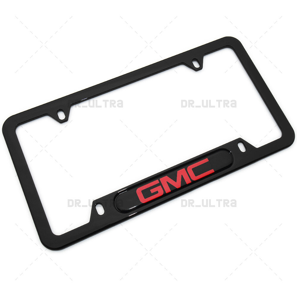 Gloss Black Front or Rear GMC Logo Emblem License Plate Frame Cover Gift Sport