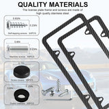 Slim Carbon Fiber Style License Plate Frame 2 PCS Stainless Steel Heavy Duty US