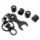 4pcs Hex S Sport Car Tire Wheel Air Stem Dust Valve Caps Cover + Wrench Keychain