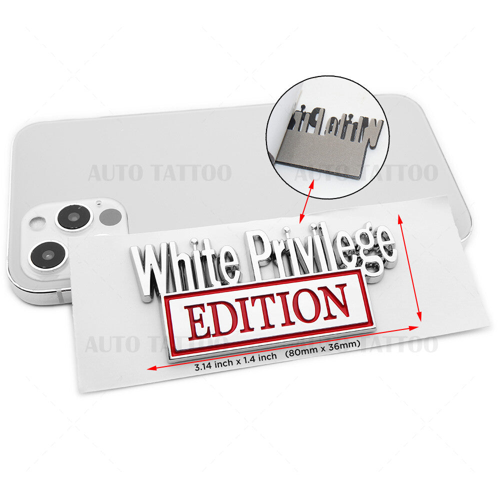 2Pcs WHITE PRIVILEGE Edition 3D Car Truck Emblem Badge Sticker Decal Decorate