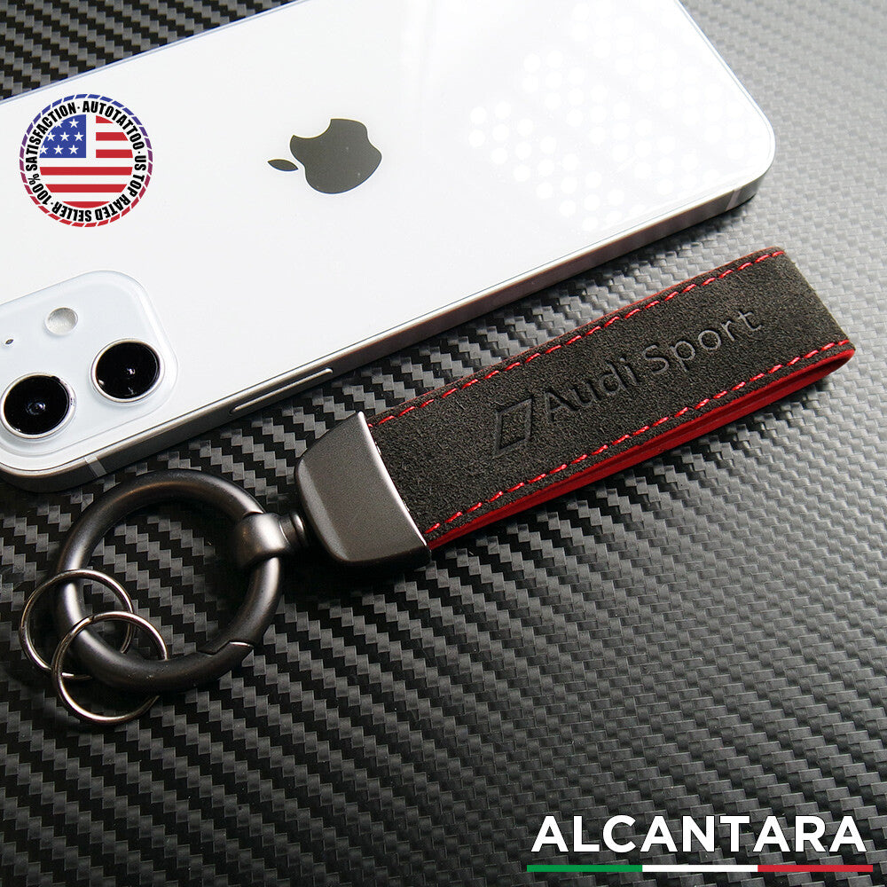 Audi Sport Fashion Alcantara Suede Car Key Fob Keychain Strap RIng Gift Decorate