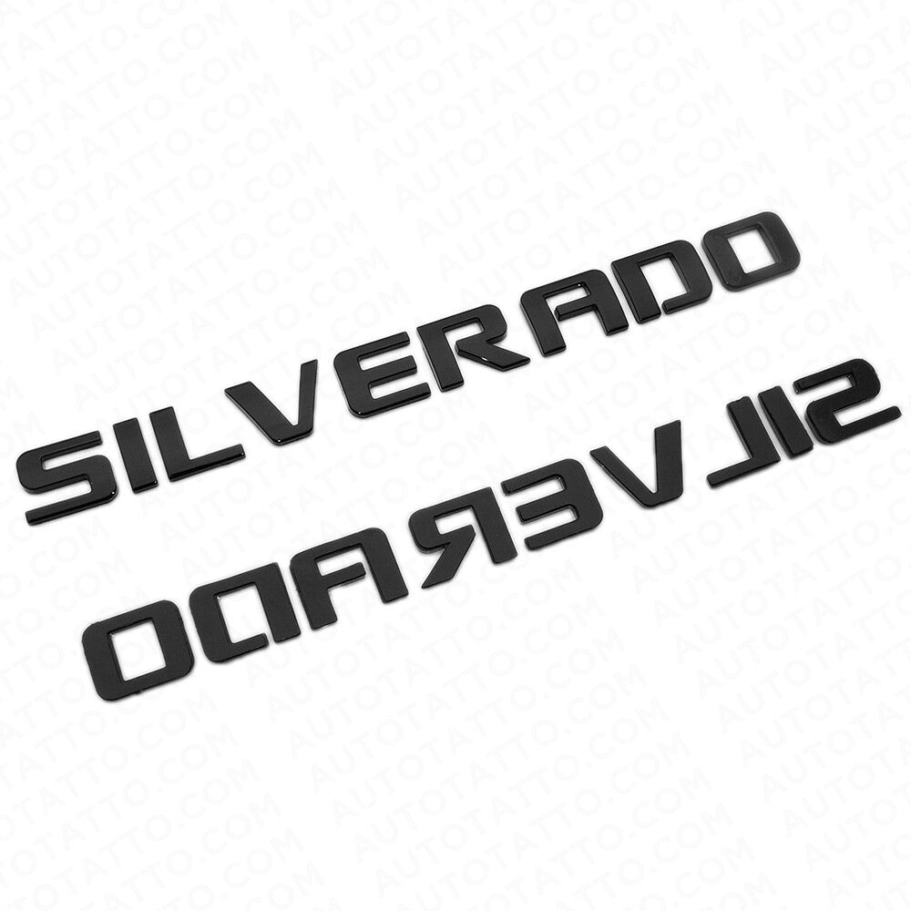 For Chevy Silverado Fender Tailgate Logo Nameplates Letter 3D Emblem Gloss Black
