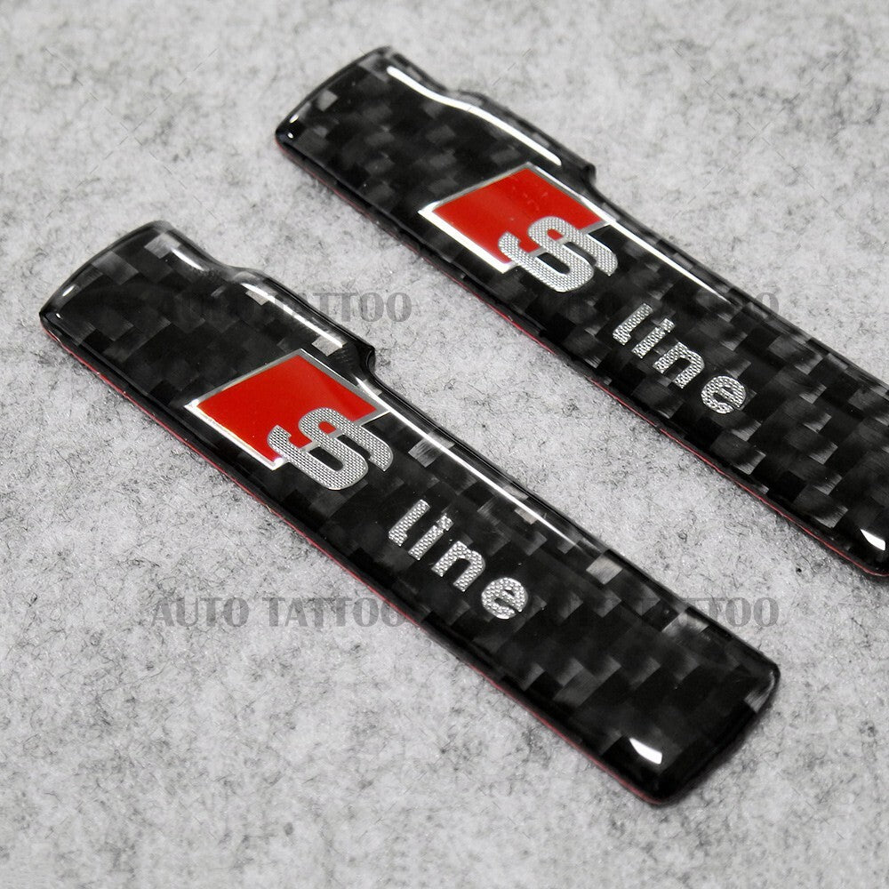 2pcs SLINE Sport Fender Marker Logo Emblem Decal Badge Decorate Carbon Fiber