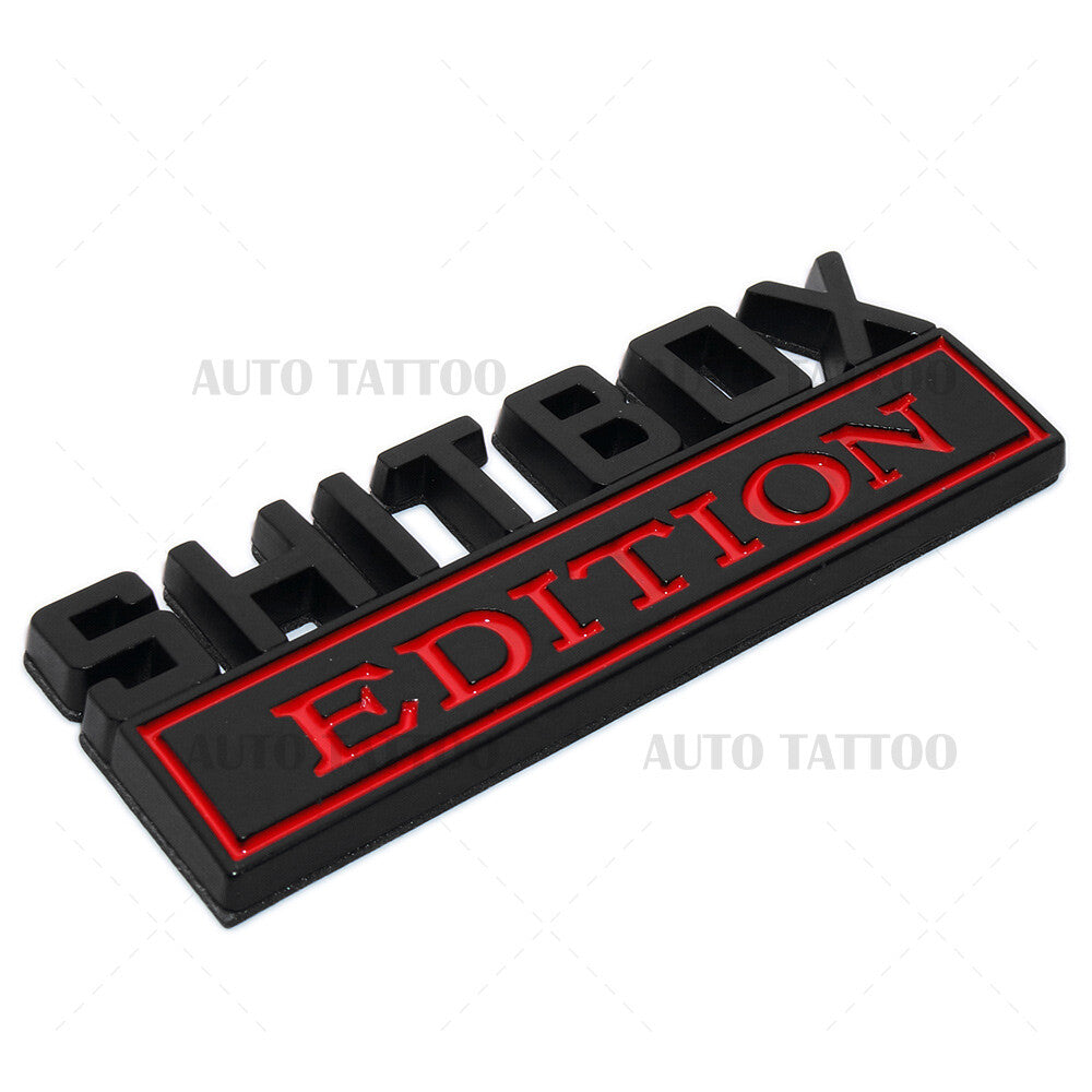 2Pcs ShitBox Edition 3D Car Truck Emblem Funny Badge Sticker Decal Decorate
