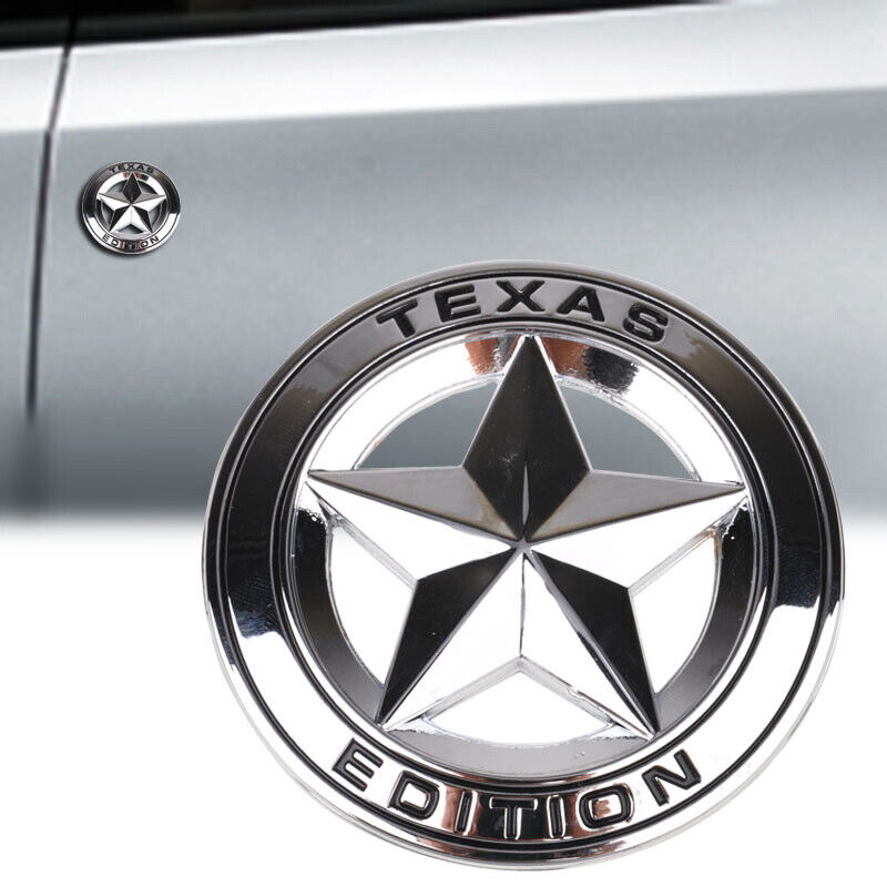 Universal 3D Fashion Metal Round Texas Star Car Decal Sticker Auto Decoration