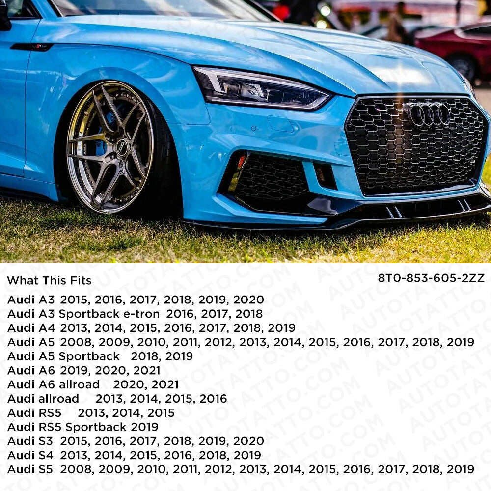 08-20 A3 S3 A4 S4 A5 S5 S RS Gloss Black Front Grille Rings Badge Logo Emblem