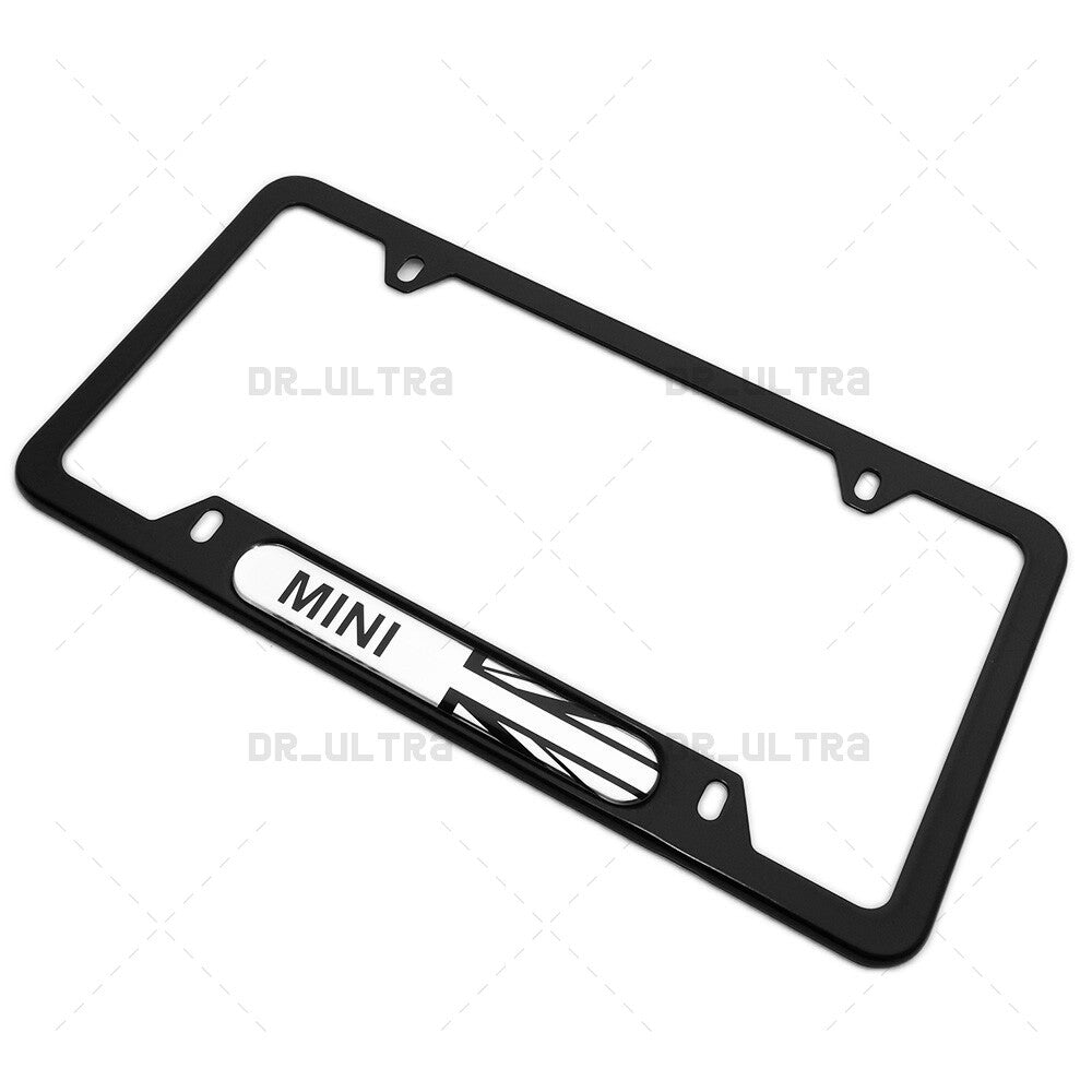 Mini Cooper Front Rear Car License Plate Frame Cover Stainless Steel Sport Black