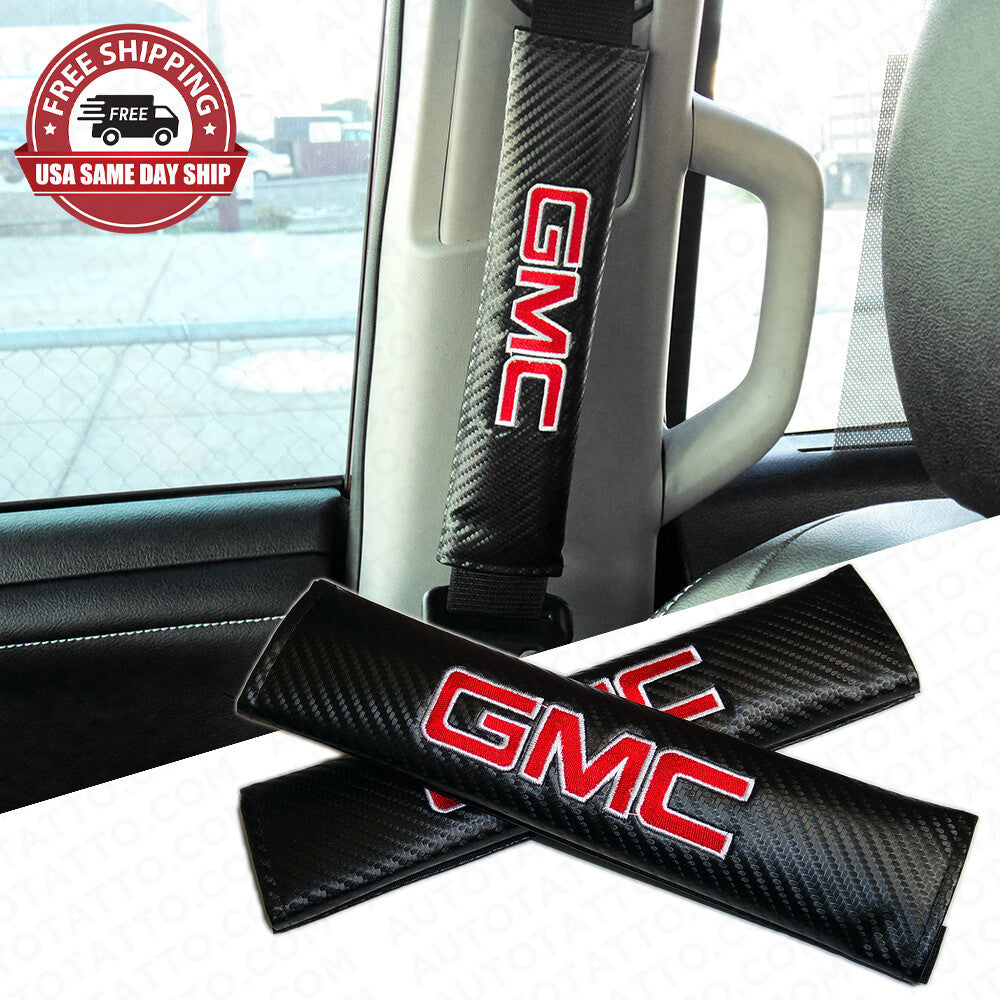 GMC Sport Carbon Car Seat Belt Cover Safety Shoulder Strap Cushion Pad Harness