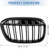 For BMW X1 F48 15-19 Front Bumper Gloss Black Racing Kidney Grille Double Slats