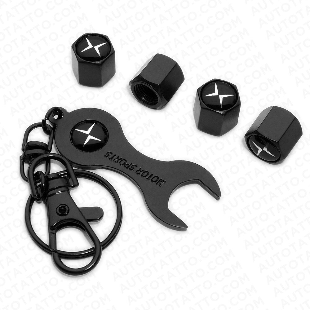 4x Hex Polestar Logo Car Tire Wheel Air Stem Dust Valve Caps Cover With Keychain