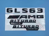 Gloss Black "GLS63 AMG BITURBO 4 MATIC" Number Emblem Sticker for Mercedes-Benz