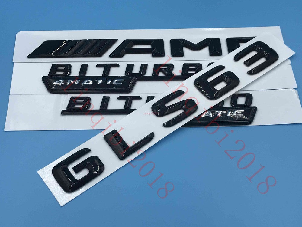 Gloss Black "GLS63 AMG BITURBO 4 MATIC" Number Emblem Sticker for Mercedes-Benz